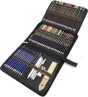 72 Piece Pencil Set, Sketching Drawing Pencils and Colouring Pencils Set with Drawing Accessories in Kit Bag for Drawing and Colouring Book - Ideal Set for Artists, Adults and Children