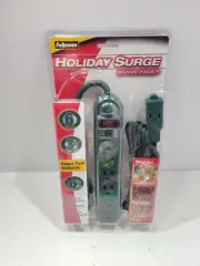 Fellowes 6 Outlet Power Strip 3ft Power Cord 6ft Extension Cord Flat Plug Green