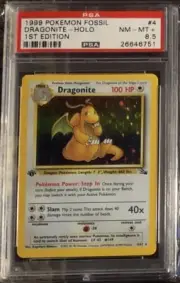 PSA 8.5 MINT DRAGONITE 4/62 1ST EDITION FOSSIL HOLO RARE Pokemon Card (YUGIOH)