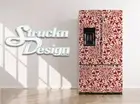 Fractal Flower Pattern Red White Fridge Freezer Wrap Side Door Vinyl Decal
