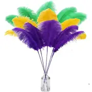Holmgren 60pcs Gold Green Purple Ostrich Feathers 22 inch Mardi Gras Feathers...
