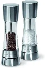 Cole & Mason Derwent Salt and Pepper Mill Gift Set | Sleek and Modern Design | Adjustable Settings | Easy Refill, Arrives Partially Filled | Stainless Steel/Acrylic | 190mm | Clear/Silver