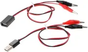 Blesiya Alligator Test Clips Clamp to USB Male + Female Power Cable for Voltmeter