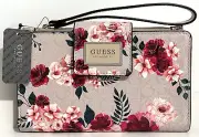 GUESS Abree PHONE WALLET Floral Logo Wristlet Purse NEW WITH TAGS • AUTHENTIC