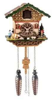 Quartz Cuckoo Clock Black forest house with music TU 4293 QM NEW