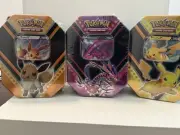 Pokemon V Powers Collection Tin Pikachu,Eevee, &Eternatus NEW All 3!