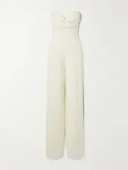 [Alex Perry] Alex Perry - Hayden Strapless Draped Crepe Jumpsuit - White - UK 16 UK 16 White