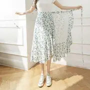 Floral Midi A-Line Wrap Skirt White Floral - Blue - One Size