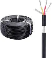 24 Gauge 3 Conductor Electrical Wire, 28-22AWG Multi-Core Shielded Tinned Copper Wire Wrapped PVC Hookup Wire, UL2547, Black，30~160 Feet Flexible Extension 3 Conductor Household Audio Cable(160FT,22AW