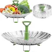 Steamer Basket Stainless Steel Vegetable Steamer Basket Folding Steamer Insert for Veggie Fish Seafood Cooking, Expandable to Fit Various Size Pot (5.1" to 9")