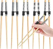 LYART 5 Pairs Reusable Training Chopsticks Beginners for Kids Adults Learners, Japanese Wooden Chopsticks Trainers Set, Dishwasher Safe, L8.86Inch (1.Japanese stamp)