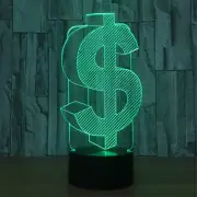 Dollars 3D Illusion Night Light 7 Colors Change Touch Lamp for Bedroom Gift