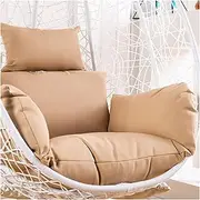 Outdoor Swing Egg Chair Cushion with Headrest & Ties, 7cm Thick Soft PP Cotton Padding, Hanging Chair Pads for Patio, Garden, Balcony Egg Chairs(Khaki)