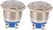 2pcs Flat Stainless Steel Push Button Switch Momentary Design for Circuit Control Replacement for Household Appliances and Electromagnetic Starters