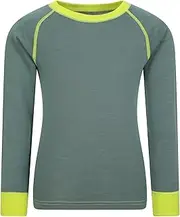 [Mountain Warehouse] Merino Kids Round Neck Thermal Baselayer Top – Full Sleeves, Warm Sweater, Light, Breathable, Quick Dry Childrens T-Shirt - Great for Winter Camping