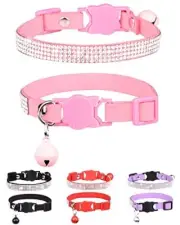 Solmoony Breakaway Cat Collars with Bell,Adjustable Safe Kitten Collar,Cat Pink