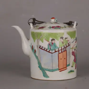 粉彩茶壺　牡丹福寿文　同治年製在印　時代品　中国美術⑤ aHR0cHM6Ly90c2hvcC5yMTBzLmNvbS