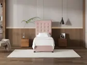 My Style Buttoned Headboard & Drawer Base - Single / Rosewater / Drawer Base