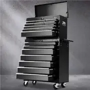 16 Drawer Giantz Tool Cabinet Chest Trolley Toolbox Storage Black