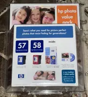 Genuine HP Hewlett Packard Inkjet Printer Ink HP 57 HP 58 Tri Color Photo Paper