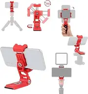 IFOOTAGE Phone Tripod Mount/Smartphone Tripod Adapter with 38mm/50mm Base Plate Adapter/Phone Holder for Tripod Video Live Stream Vlog Selfie-Red