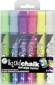 TEXTA 0400590 LIQUID CHALK MARKER BULLET, WET WIPE ASSTD WALLET 6