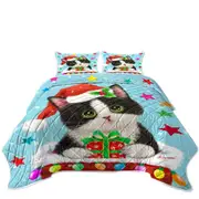 Cute Christmas Design Tuxedo Cat in Chimney Coverlet
