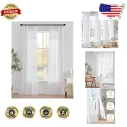 Beautifully Soft White Linen Curtains with Valance - Light Filtering 2-Pack 96''