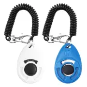 OYEFLY Dog Training Clickers with Wrist Strap 2-Pack (Blue and White)