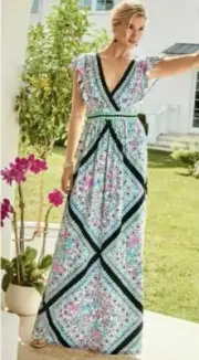 NWT Lilly Pulitzer Roselle Let’s Get Wild Jersey Flutter Sleeve Maxi Dress 0