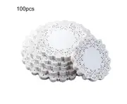 100Pcs Round Paper Lace Doilies Cake Placemat Party Wedding Baking Decoration-4.5 inch