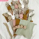 SOFT COTTON MUSLIN BABY BIB STUFFED RABBIT DOLL NEWBORN APPE