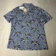 Jachs New York Shirt Men’s Large Blue Palm Tree Print Short Sleeve Hawaiian