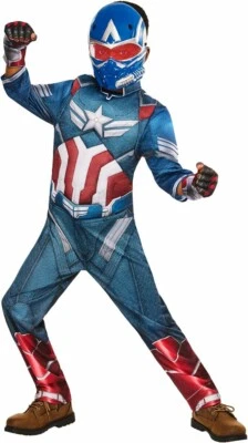 BOYS OFFICIAL CAPTAIN AMERICA COSTUME BRAVE NEW WORLD 7-8 YEARS RUBIE'S MARVEL