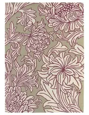 [Morris & Co] Chrysanthemum Linen Rug 27005 in Wine