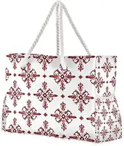 [Yoogain] Fashion Chinese Maltese Cross Red Large Capacity Sandproof Outdoor Tote with side pocketes Shoulder Weekender Overnight with cup holders on side, Fashion Chinese Maltese Cross Red, 1 size