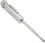 Pocket Screwdriver with Clip and Magnet - Phillips and Slotted-Flat Head - Small Tool with Magnetic Tip (Stainless Steel)