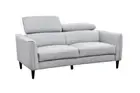 MAVEY 2-SEATER REAL LEATHER SOFA SETTEE COUCH SILVER