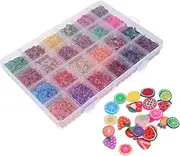 OSOLADY Polymer Clay Fruit Slices: DIY Nail Art Charms 24-grids Tiny Fruit Slices for Manicure Lip Gloss Cellphone Decoration Accessories