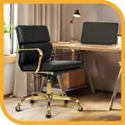 Furb Ergonomic Executive Eames Office Chair Height Adjustable Chair Gold/Black