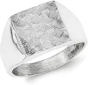 [JewelryWeb] 925 Sterling Silver Patterned Solid Back Polished Textured Ring Band Style-Ring for Women