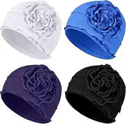 [JenPen] 4 Pcs Cotton Beanie Turban Headwear for Women Soft Cancer Chemo Head Scarf Hats Elastic Covers Wraps for Women's Hair