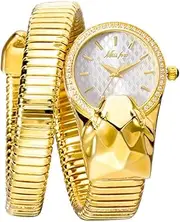 [Generic] Women’s Luxury Snake-Shaped Watch – Crystal Bezel, Stainless Steel Band, 30M Waterproof, 27mm Dial, Quartz Movement – Fashion Jewelry Timepiece