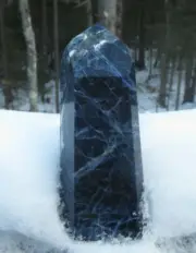 GEM SODALITE BLACK MOONSTONE FLASH PYRITE INCLUSION RARE POLISHED CRYSTAL TOWER