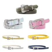 Ladies Shimmering Waist Belt Floral Buckle Belt for Dress Jeans PU Waist Belt