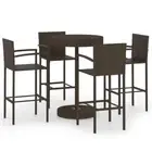 5pcs Outdoor Bar Set Garden Patio Deck Dining Wicker Rattan Table Stools Chairs