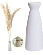 W.Z White Ceramic Vase for Pampas Grass Modern Boho Home Decor Style Perfect ...