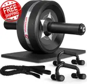 Ab Roller Wheel - Ab Workout Equipment with Push up Bars,Resistance Bands,Knee M