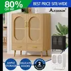ALFORDSON Buffet Sideboard Storage Cabinet Rattan Fluted Doors Drawers Cupboard