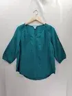 NWT Sonoma Teal Rayon/Cotton/Linen V-neck 3/4 Sleeve Blouse Top Size-PS